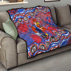 Sydney Roosters Quilt Aboriginal Dot Pattern - Rugby Mascot Heritage Pride