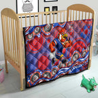 Sydney Roosters Quilt Aboriginal Dot Pattern - Rugby Mascot Heritage Pride