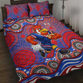 Sydney Roosters Quilt Bed Set Aboriginal Dot Pattern - Rugby Mascot Heritage Pride