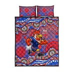 Sydney Roosters Quilt Bed Set Aboriginal Dot Pattern - Rugby Mascot Heritage Pride