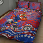 Sydney Roosters Quilt Bed Set Aboriginal Dot Pattern - Rugby Mascot Heritage Pride