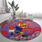 Sydney Roosters Round Carpet Aboriginal Dot Pattern - Rugby Mascot Heritage Pride