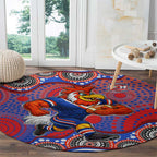 Sydney Roosters Round Carpet Aboriginal Dot Pattern - Rugby Mascot Heritage Pride