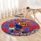 Sydney Roosters Round Carpet Aboriginal Dot Pattern - Rugby Mascot Heritage Pride