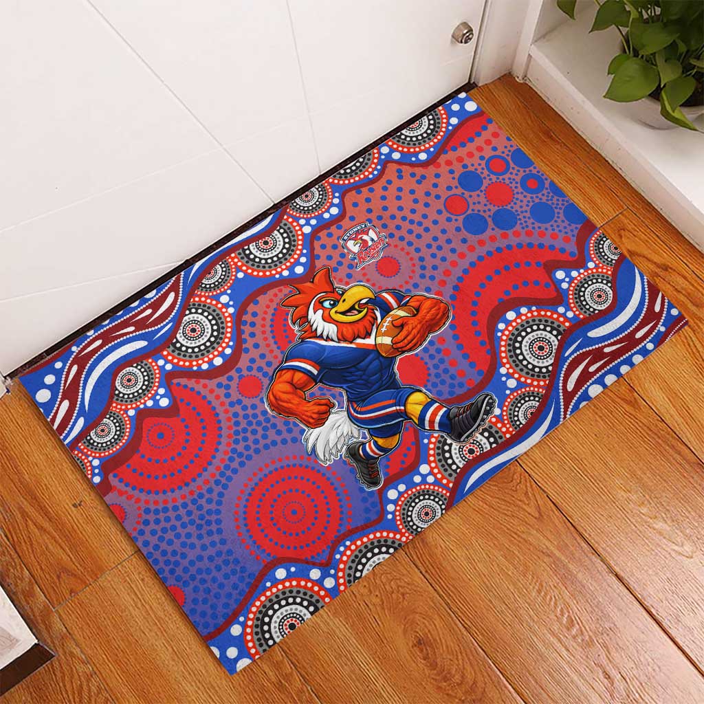 Sydney Roosters Rubber Doormat Aboriginal Dot Pattern - Rugby Mascot Heritage Pride