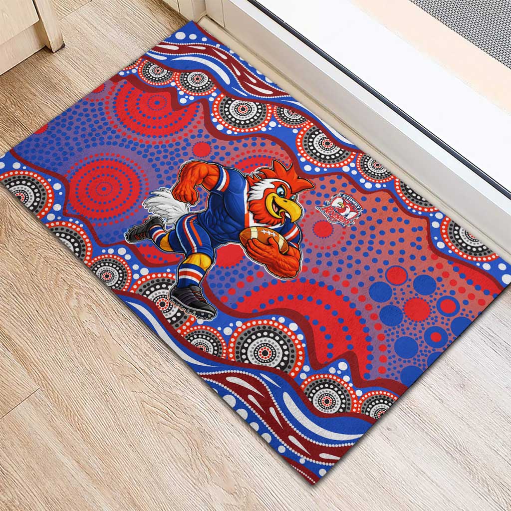 Sydney Roosters Rubber Doormat Aboriginal Dot Pattern - Rugby Mascot Heritage Pride