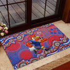 Sydney Roosters Rubber Doormat Aboriginal Dot Pattern - Rugby Mascot Heritage Pride