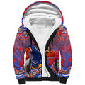Sydney Roosters Sherpa Hoodie Aboriginal Dot Pattern - Rugby Mascot Heritage Pride
