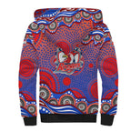 Sydney Roosters Sherpa Hoodie Aboriginal Dot Pattern - Rugby Mascot Heritage Pride