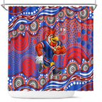 Sydney Roosters Shower Curtain Aboriginal Dot Pattern - Rugby Mascot Heritage Pride