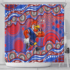 Sydney Roosters Shower Curtain Aboriginal Dot Pattern - Rugby Mascot Heritage Pride