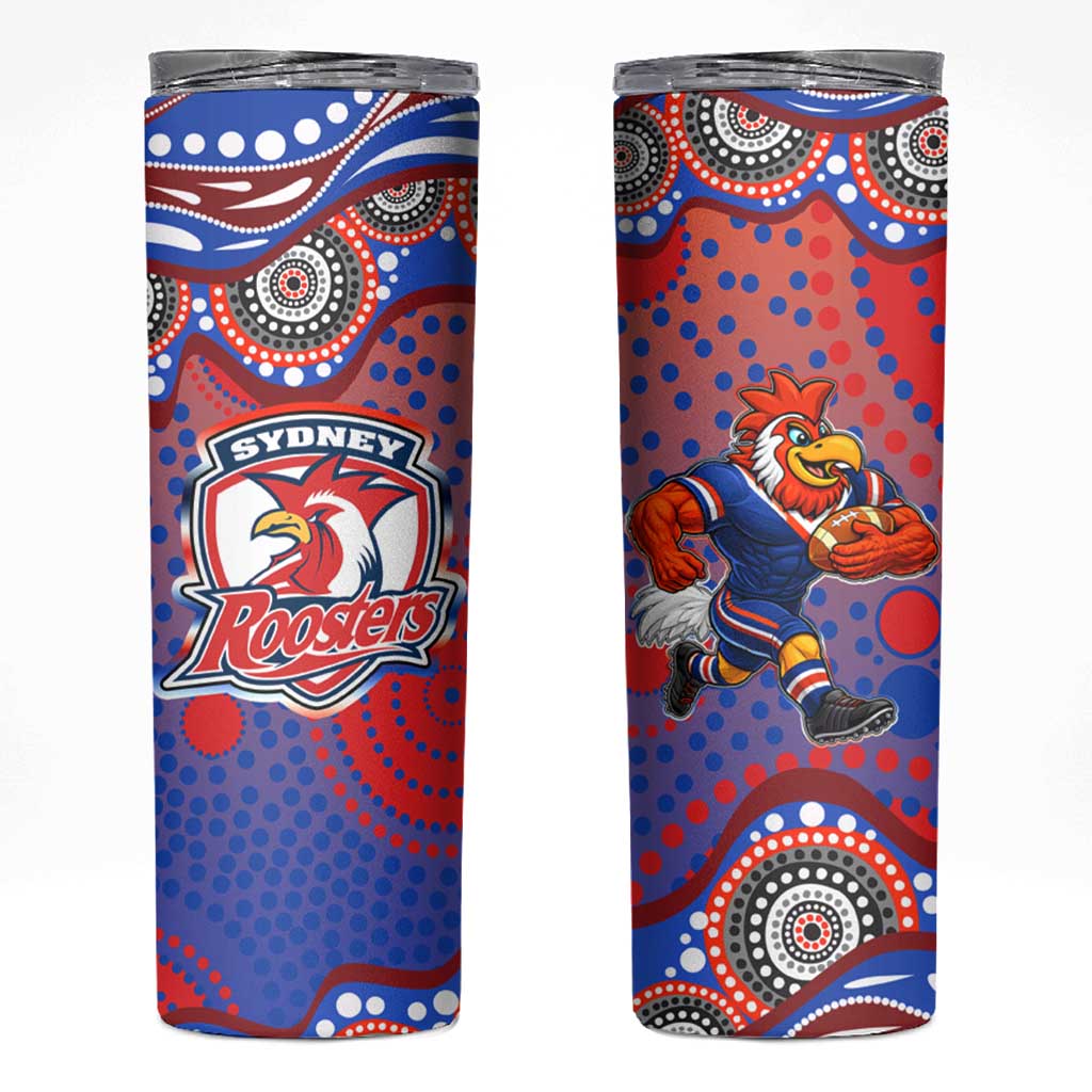 Sydney Roosters Skinny Tumbler Aboriginal Dot Pattern - Rugby Mascot Heritage Pride