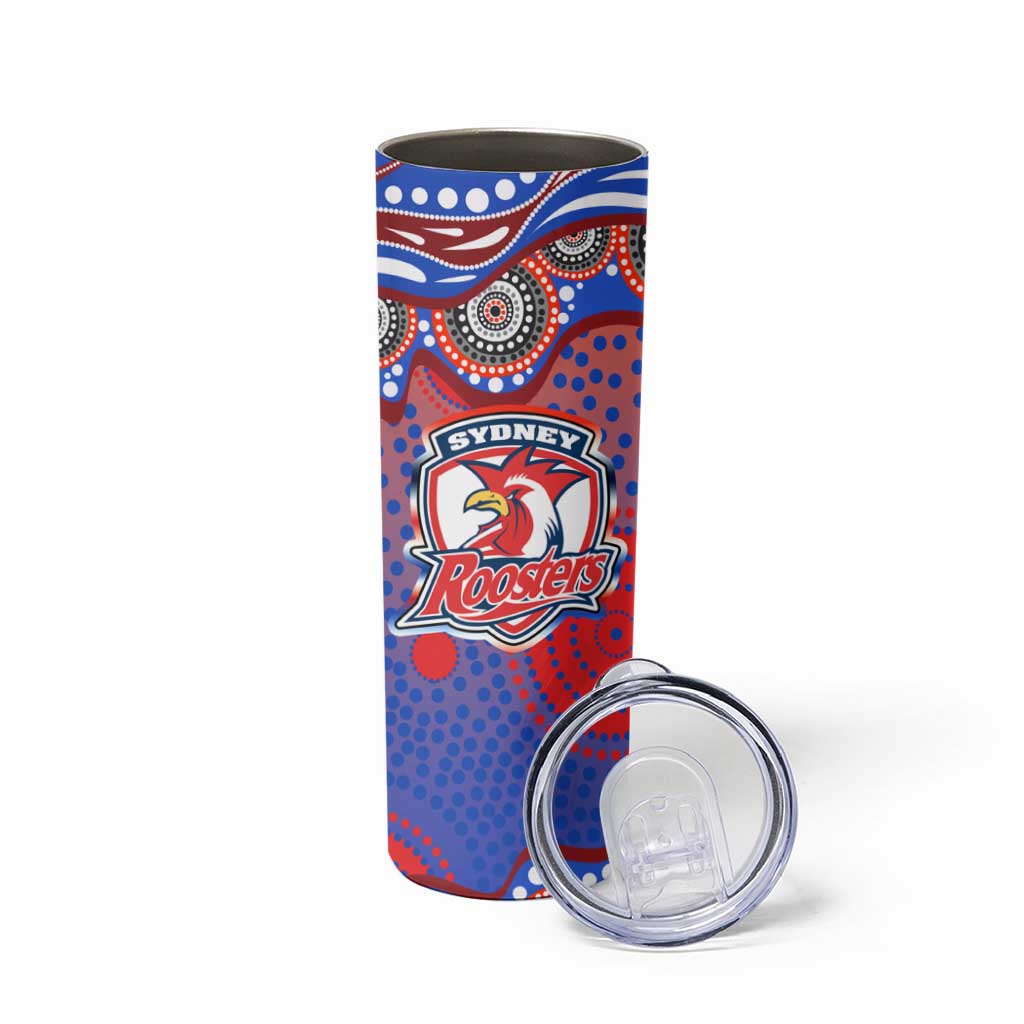 Sydney Roosters Skinny Tumbler Aboriginal Dot Pattern - Rugby Mascot Heritage Pride
