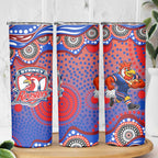 Sydney Roosters Skinny Tumbler Aboriginal Dot Pattern - Rugby Mascot Heritage Pride