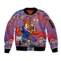 Sydney Roosters Sleeve Zip Bomber Jacket Aboriginal Dot Pattern - Rugby Mascot Heritage Pride