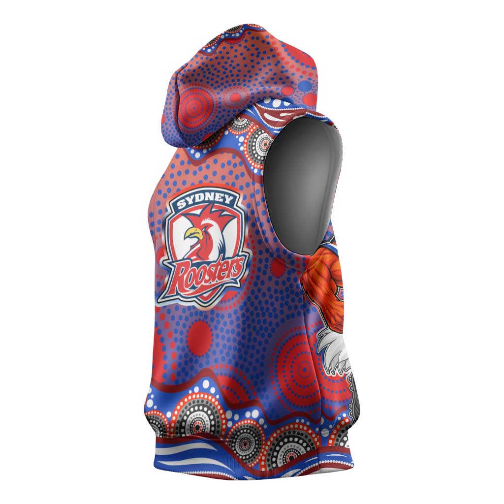 Sydney Roosters Sleeveless Hoodie Aboriginal Dot Pattern - Rugby Mascot Heritage Pride