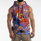 Sydney Roosters Sleeveless Hoodie Aboriginal Dot Pattern - Rugby Mascot Heritage Pride