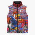 Sydney Roosters Sleeveless Puffer Jacket Aboriginal Dot Pattern - Rugby Mascot Heritage Pride