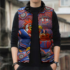 Sydney Roosters Sleeveless Puffer Jacket Aboriginal Dot Pattern - Rugby Mascot Heritage Pride