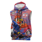 Sydney Roosters Sleeveless Zip Hoodie Aboriginal Dot Pattern - Rugby Mascot Heritage Pride