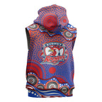 Sydney Roosters Sleeveless Zip Hoodie Aboriginal Dot Pattern - Rugby Mascot Heritage Pride