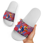 Sydney Roosters Slide Sandals Aboriginal Dot Pattern - Rugby Mascot Heritage Pride