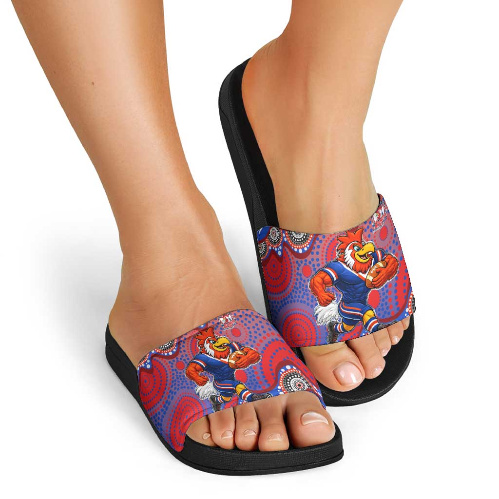 Sydney Roosters Slide Sandals Aboriginal Dot Pattern - Rugby Mascot Heritage Pride