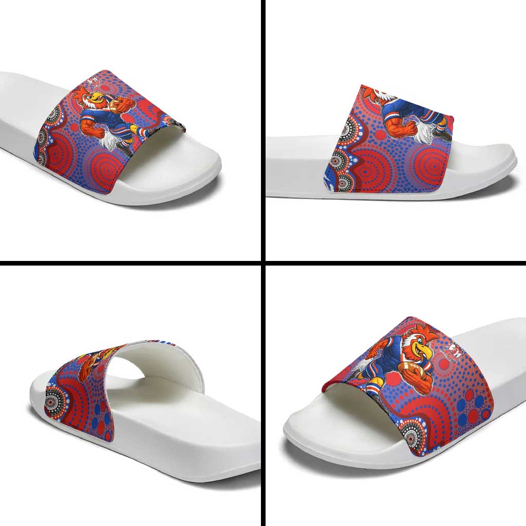 Sydney Roosters Slide Sandals Aboriginal Dot Pattern - Rugby Mascot Heritage Pride