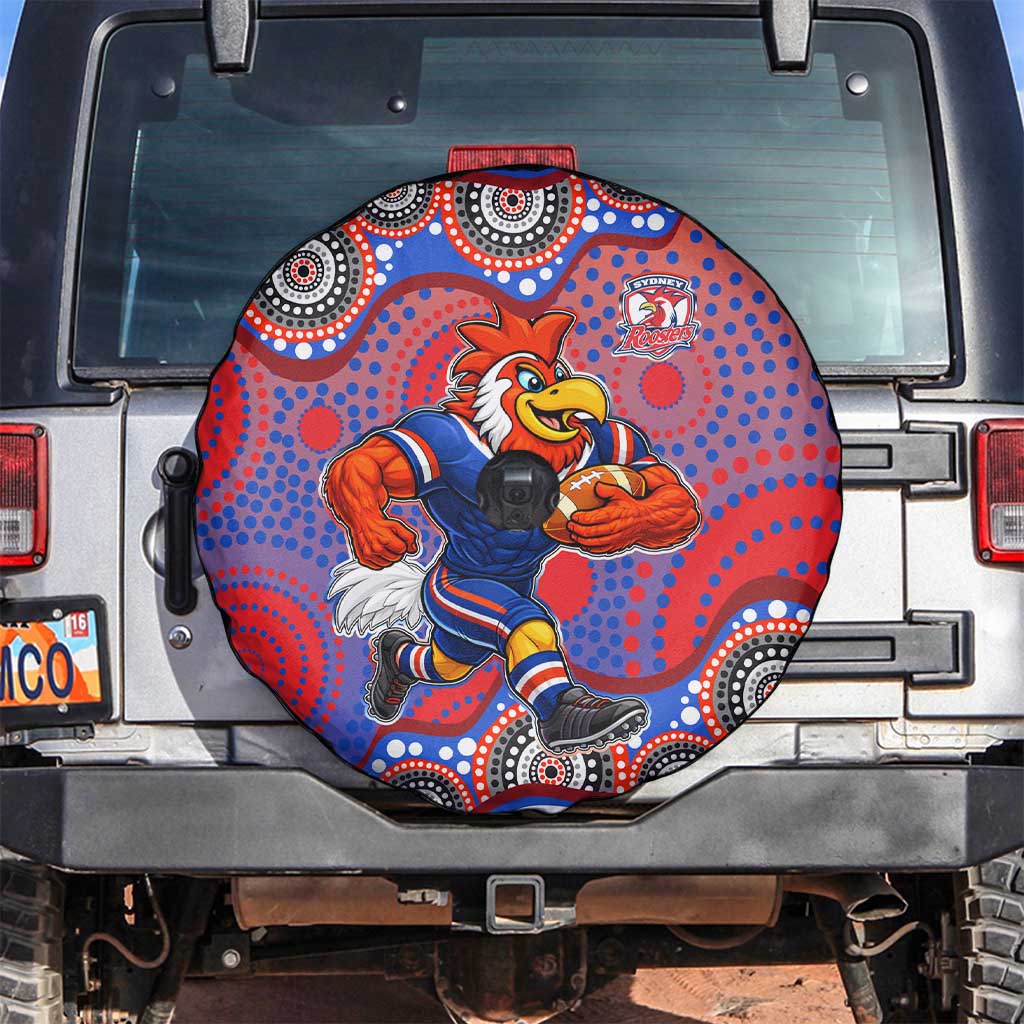 Sydney Roosters Spare Tire Cover Aboriginal Dot Pattern - Rugby Mascot Heritage Pride
