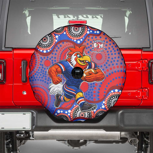 Sydney Roosters Spare Tire Cover Aboriginal Dot Pattern - Rugby Mascot Heritage Pride