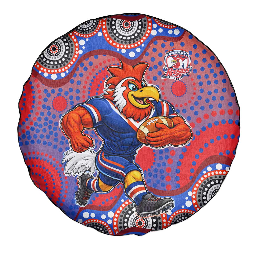 Sydney Roosters Spare Tire Cover Aboriginal Dot Pattern - Rugby Mascot Heritage Pride