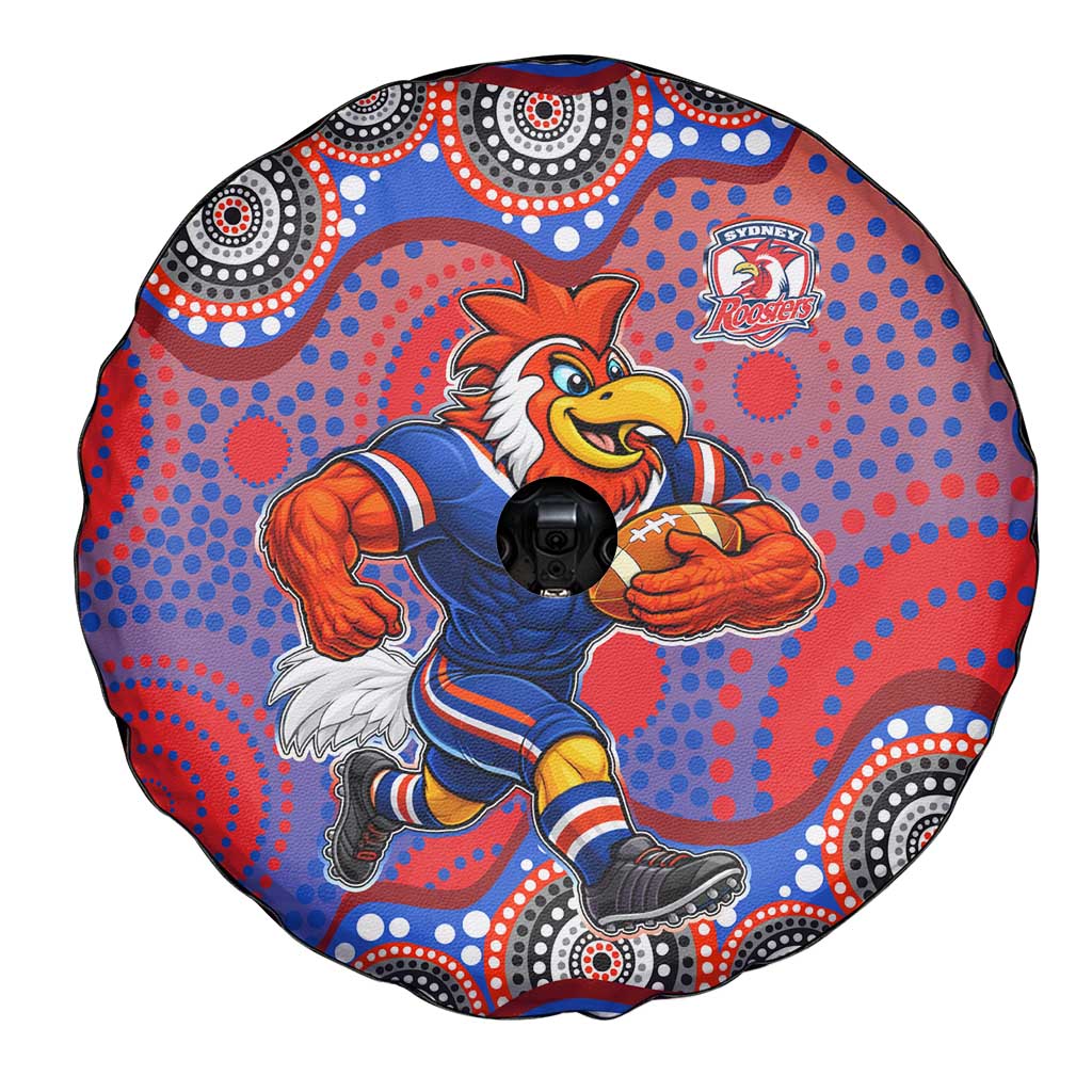 Sydney Roosters Spare Tire Cover Aboriginal Dot Pattern - Rugby Mascot Heritage Pride