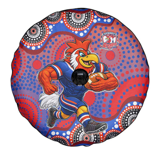 Sydney Roosters Spare Tire Cover Aboriginal Dot Pattern - Rugby Mascot Heritage Pride
