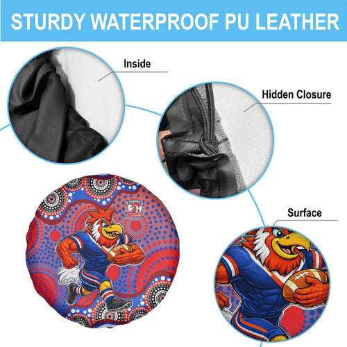 Sydney Roosters Spare Tire Cover Aboriginal Dot Pattern - Rugby Mascot Heritage Pride