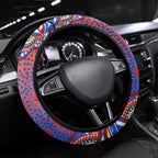 Sydney Roosters Steering Wheel Cover Aboriginal Dot Pattern - Rugby Mascot Heritage Pride