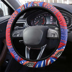 Sydney Roosters Steering Wheel Cover Aboriginal Dot Pattern - Rugby Mascot Heritage Pride