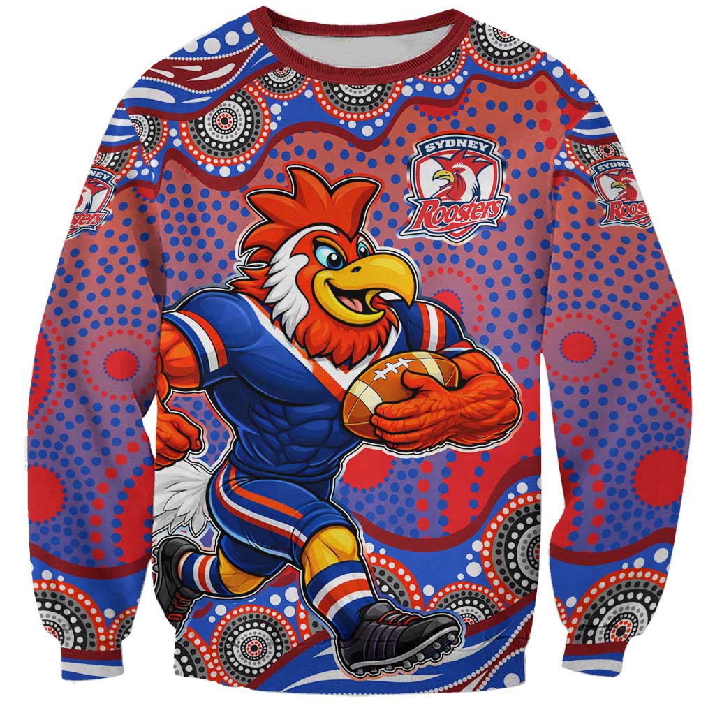 Sydney Roosters Sweatshirt Aboriginal Dot Pattern - Rugby Mascot Heritage Pride