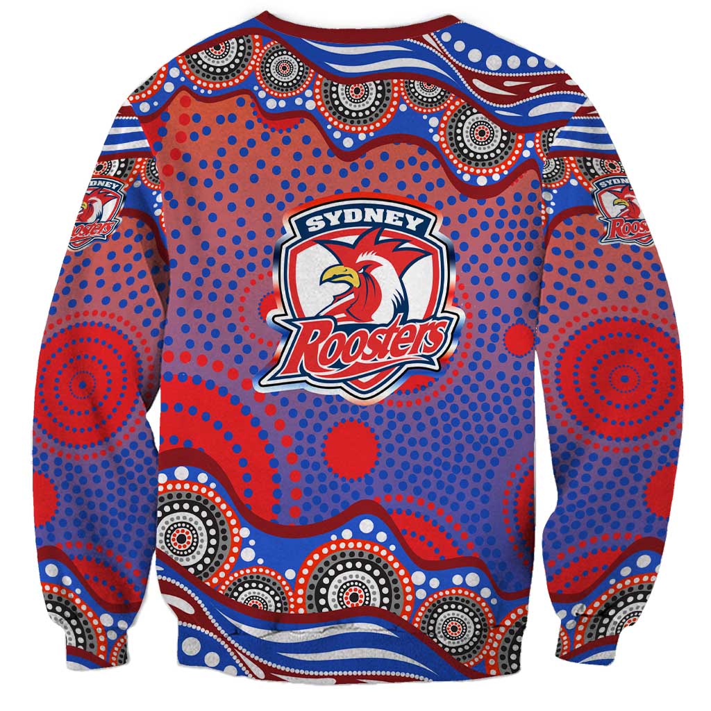Sydney Roosters Sweatshirt Aboriginal Dot Pattern - Rugby Mascot Heritage Pride
