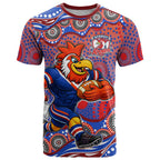Sydney Roosters T Shirt Aboriginal Dot Pattern - Rugby Mascot Heritage Pride