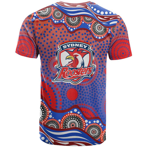 Sydney Roosters T Shirt Aboriginal Dot Pattern - Rugby Mascot Heritage Pride