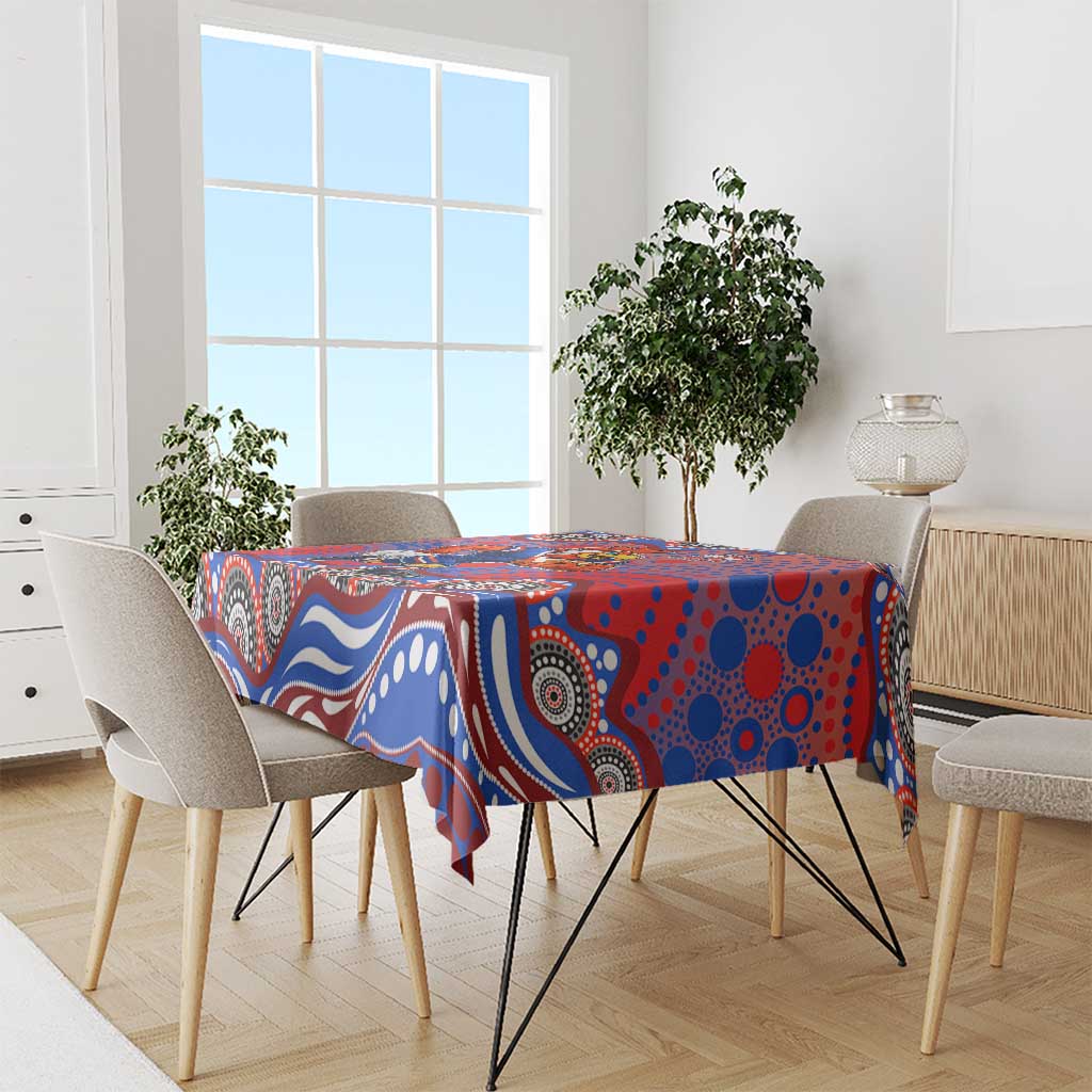 Sydney Roosters Tablecloth Aboriginal Dot Pattern - Rugby Mascot Heritage Pride