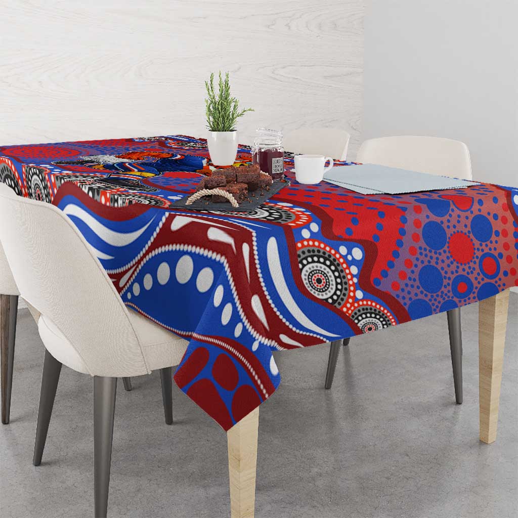 Sydney Roosters Tablecloth Aboriginal Dot Pattern - Rugby Mascot Heritage Pride