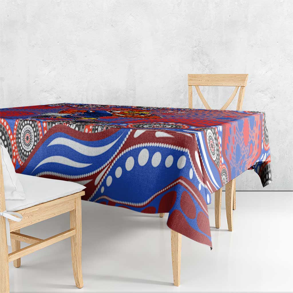 Sydney Roosters Tablecloth Aboriginal Dot Pattern - Rugby Mascot Heritage Pride
