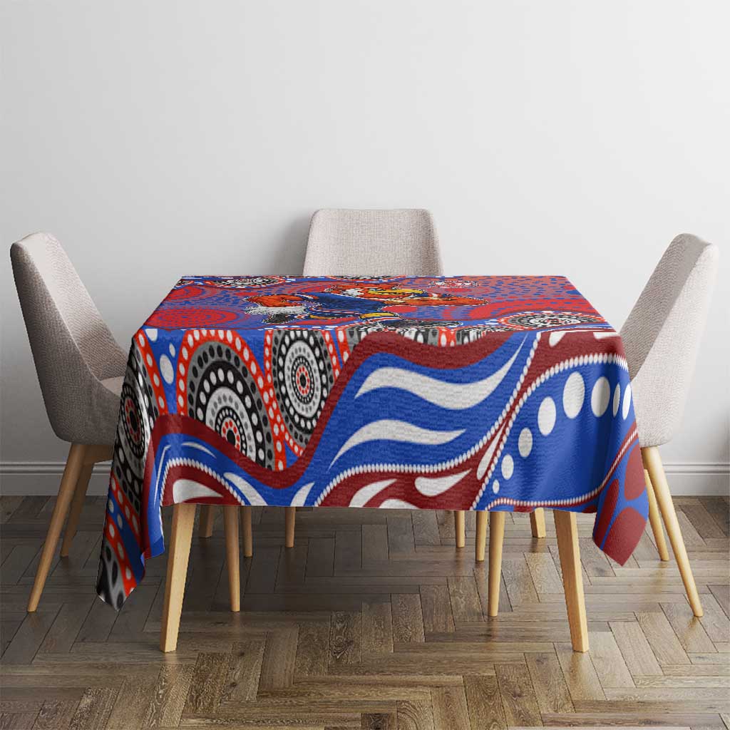 Sydney Roosters Tablecloth Aboriginal Dot Pattern - Rugby Mascot Heritage Pride