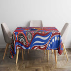 Sydney Roosters Tablecloth Aboriginal Dot Pattern - Rugby Mascot Heritage Pride