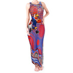 Sydney Roosters Tank Maxi Dress Aboriginal Dot Pattern - Rugby Mascot Heritage Pride