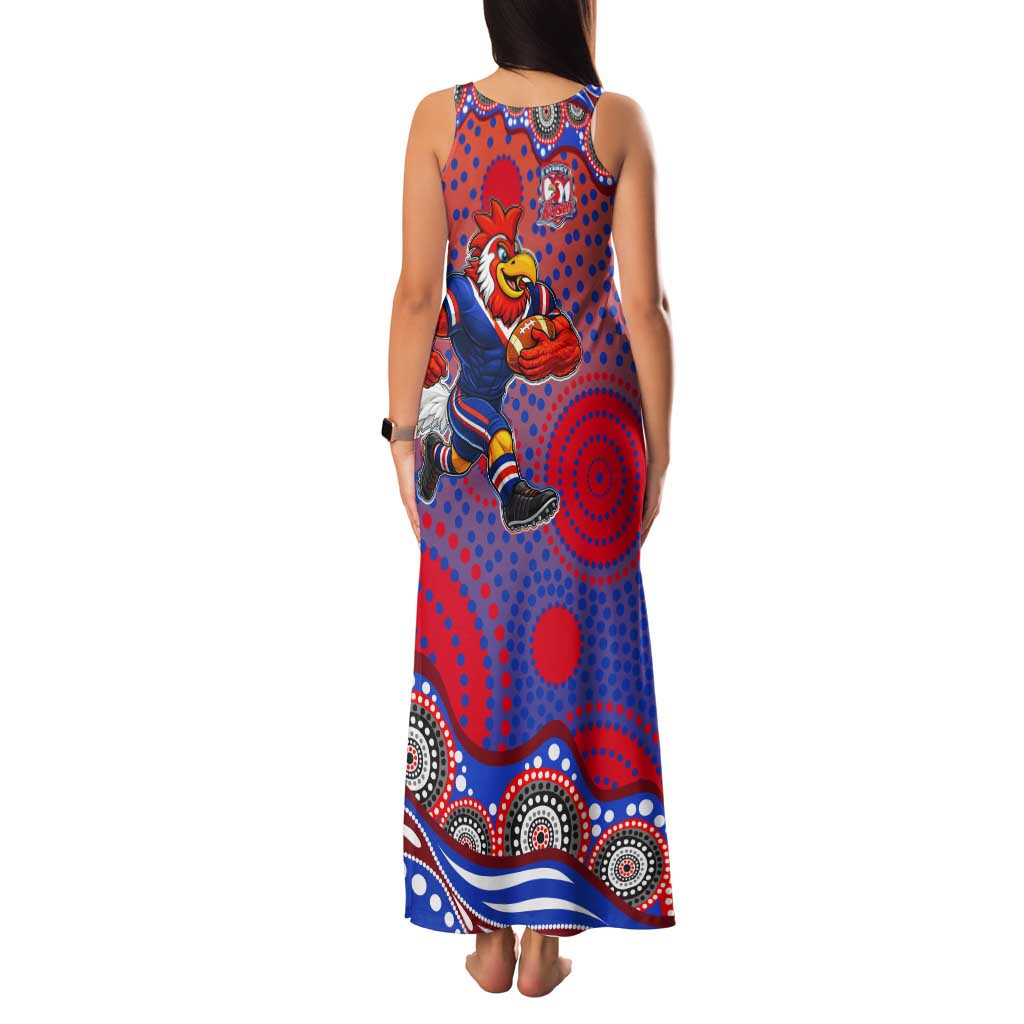 Sydney Roosters Tank Maxi Dress Aboriginal Dot Pattern - Rugby Mascot Heritage Pride