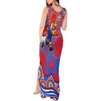 Sydney Roosters Tank Maxi Dress Aboriginal Dot Pattern - Rugby Mascot Heritage Pride