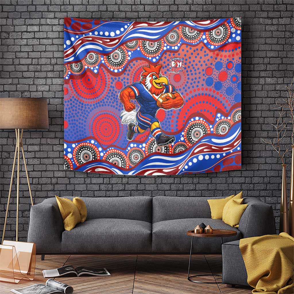 Sydney Roosters Tapestry Aboriginal Dot Pattern - Rugby Mascot Heritage Pride