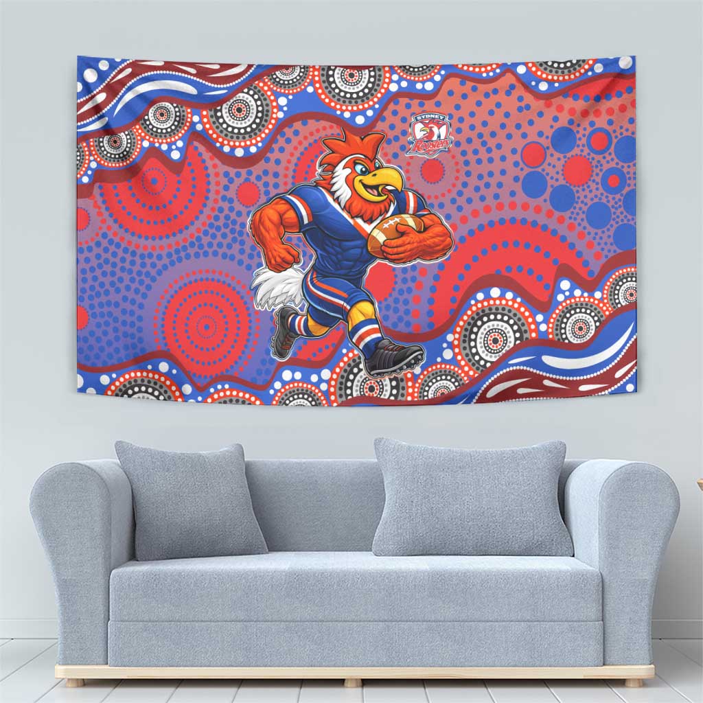 Sydney Roosters Tapestry Aboriginal Dot Pattern - Rugby Mascot Heritage Pride